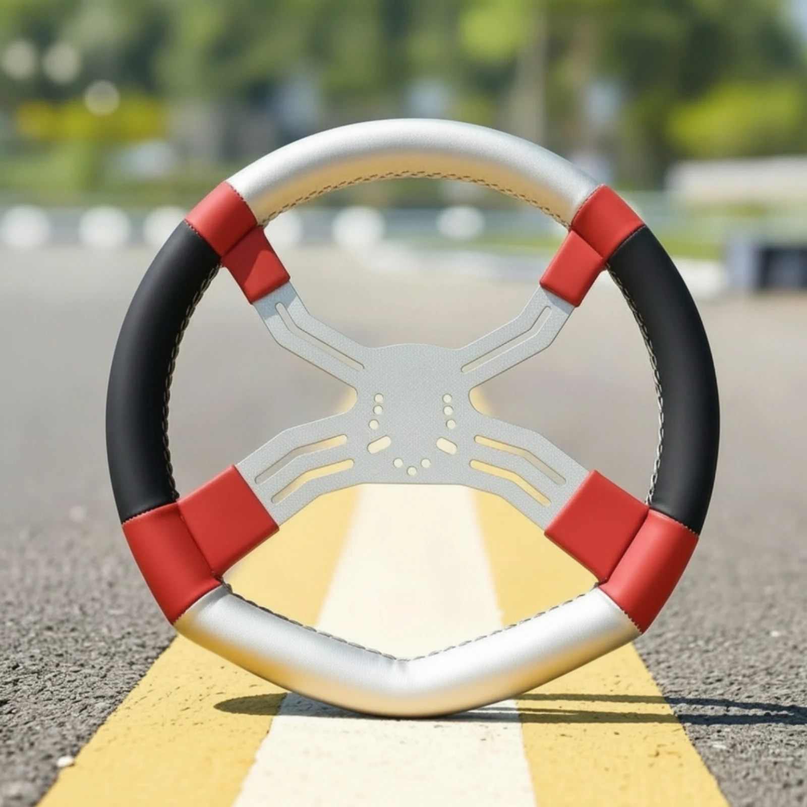 Gokart Steering Wheel Lightweight Steering Wheel with Three-Spoke Hub Wear-Resistant Long-Lasting for Racers, Karting, Racing