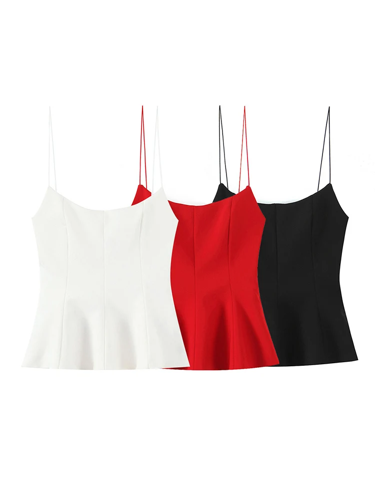 

TFMLN 2025 New Women Camisole Tops Sleeveless Slim Sling T-shirt Solid Summer Sling Tops Fashion Female Solid Casual Vest Tops