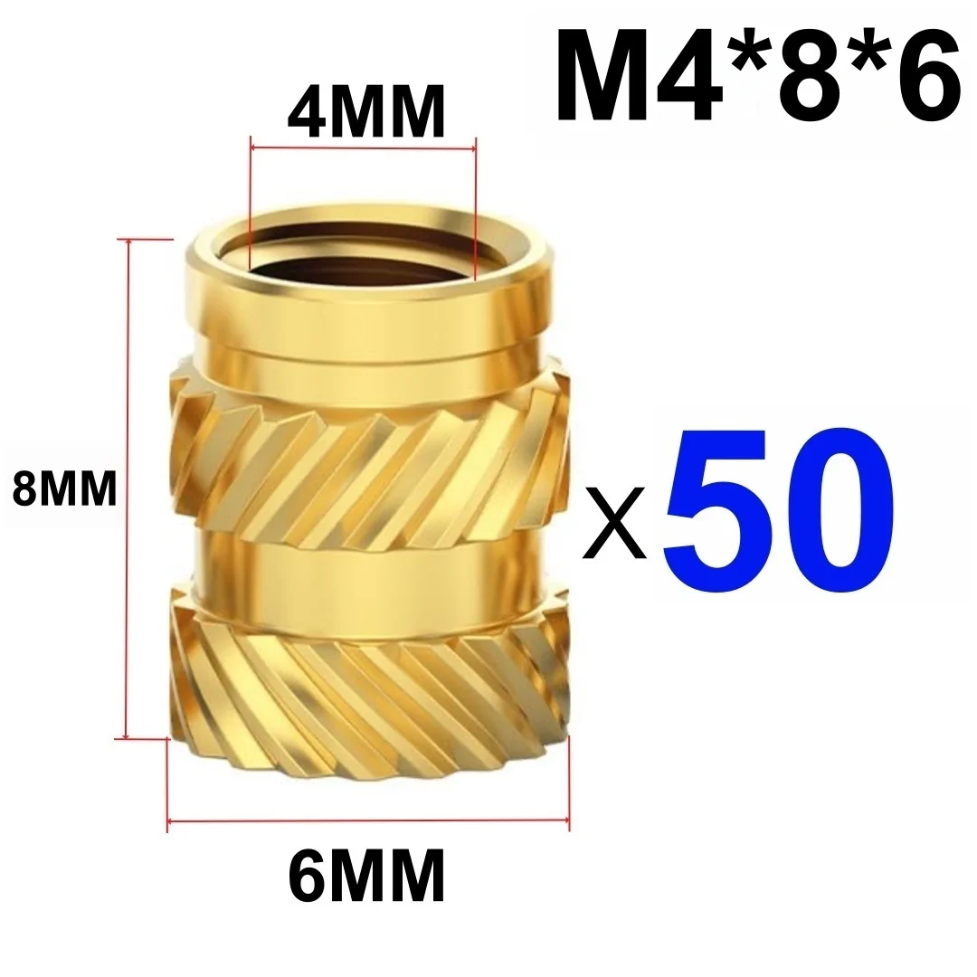 50/100 Stuks Warmte Insert Inbedding Moer M3 M4 M5 Schroefdraad Gekartelde Messing Moeren Voor 3D Printer Voron 2.4 En anderen - afbeelding 1