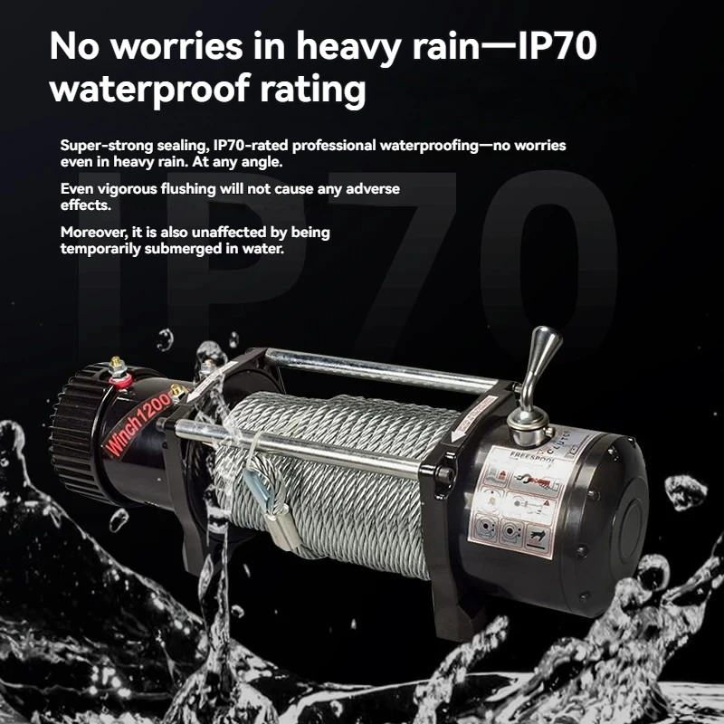 3000lbs ATV/UTV Electric Winch Steel Rope Winch Wired Remote Control for Towing Off-Road Vehicle Recovery Boat