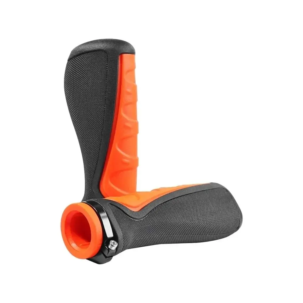 Anti Slip Cycling Handle Grips Orange Black Lock Design Bicycle Handlebar Shockproof Comfortable