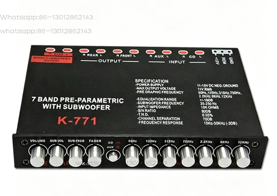 K-771 7 Segment Equalizer Car Audio EQ Tuning Crossover Amplifier DC 12V
