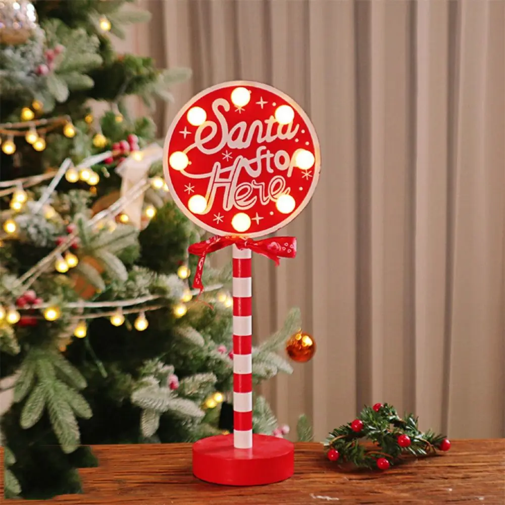 Stop Letter Christmas Road Sign Light Neon Atmosphere Light Christmas Wooden Night Lamp Colorful LED Xmas Ornament Light