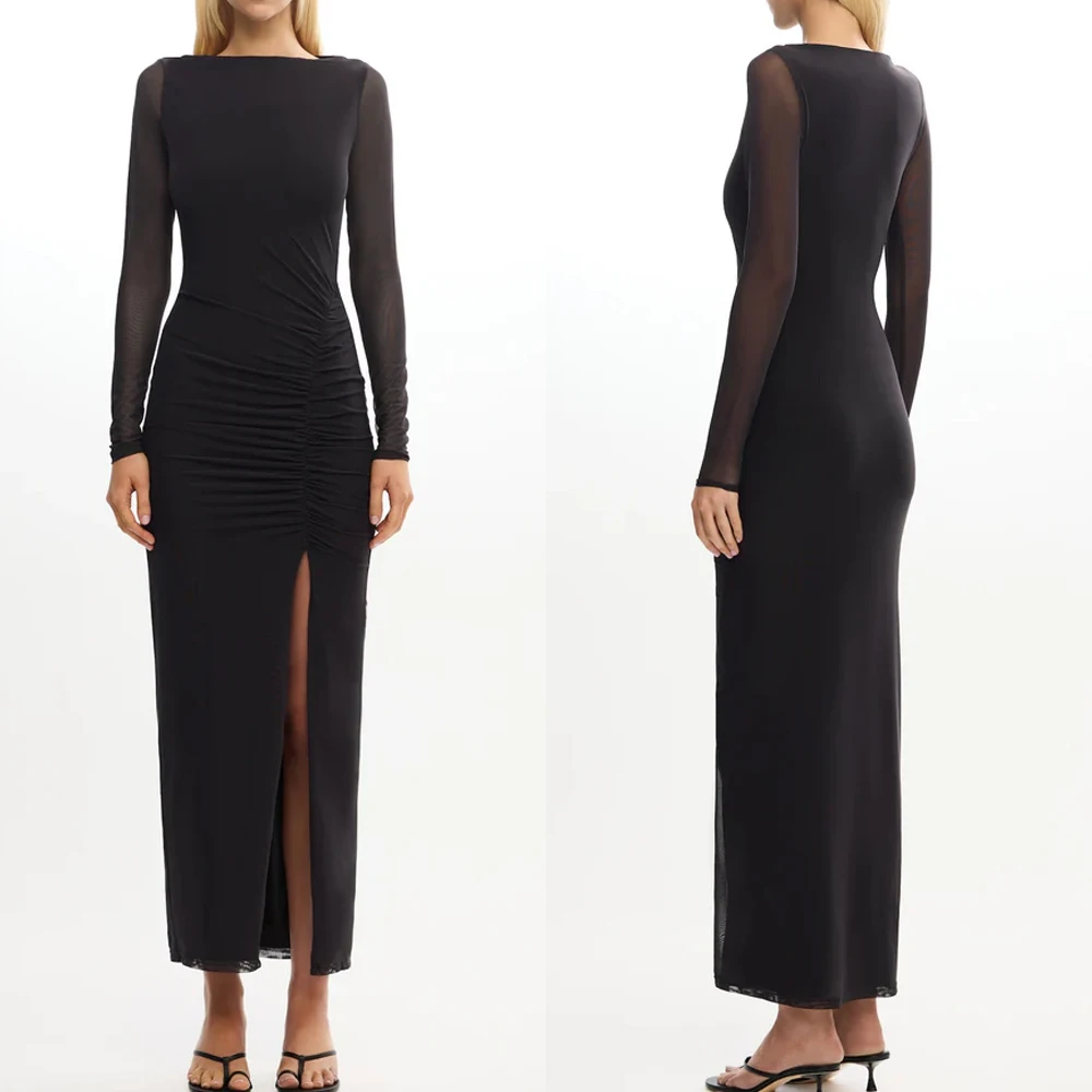 

Customized Elegant Long Sleeve Dress A-Line Evening Dresses Occasion Formal Exquisite High Quality Prom Party Gowns for Women