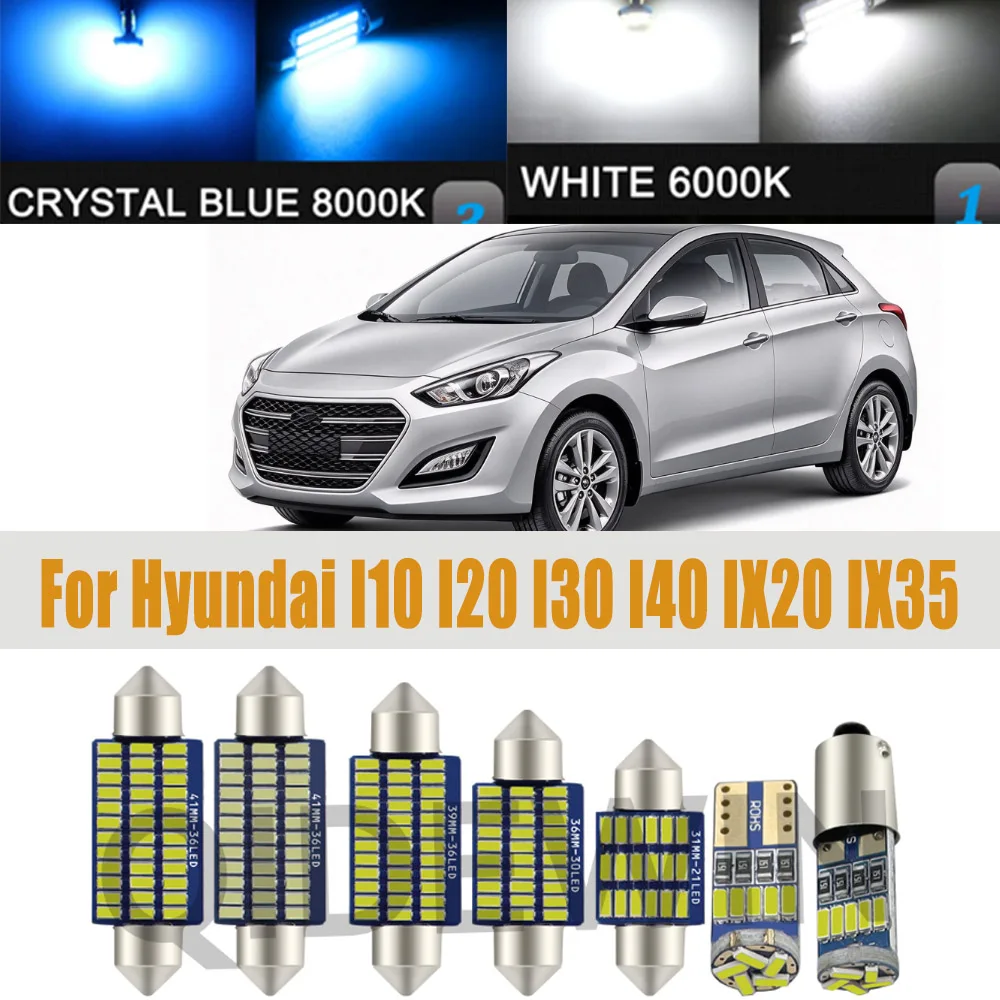 Car Interior LED Light For Hyundai I10 I20 I30 I40 IX20 IX35 Tucson Santa Fe Santafe Car Accessories Indoor Dome Lamp Auto Parts