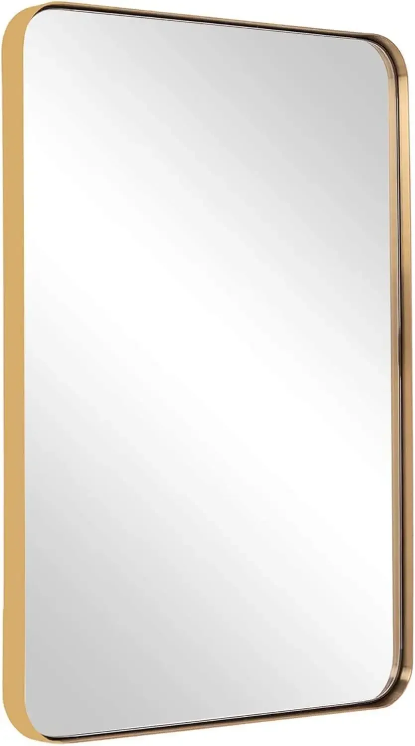 

ANDY STAR Gold Bathroom Mirror, 22" x 30" Brushed Brass Metal Wall Mirror, Rectangle Mirror Framed in Premium Stainless Steel…