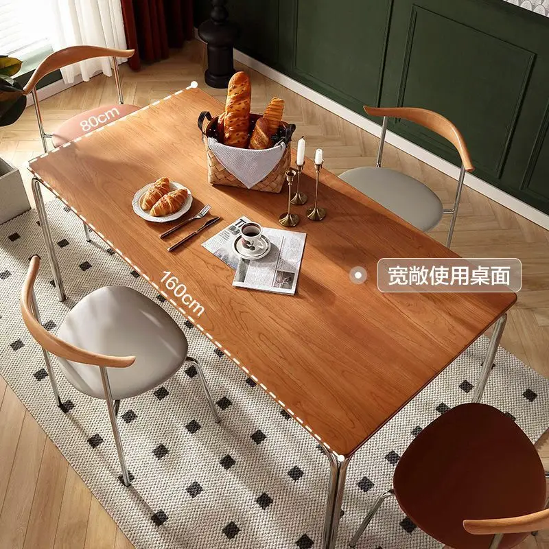 Second-hand solid wood large dining table rectangular dining table home modern table and chair combination French simple dining