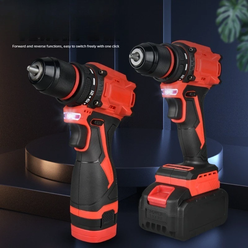 Cordless Brushless Electric Drill, Household Compact Pistol Drill, Multi-Function Impact Drill & Electric Screwdriver Tool