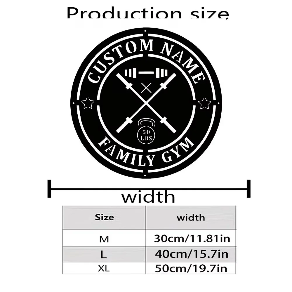 Custom Gym Metal Sign with Barbell & Dumbbell Silhouettes - Personalized Family Name & Year, Durable metal Wall Art for Home Gym