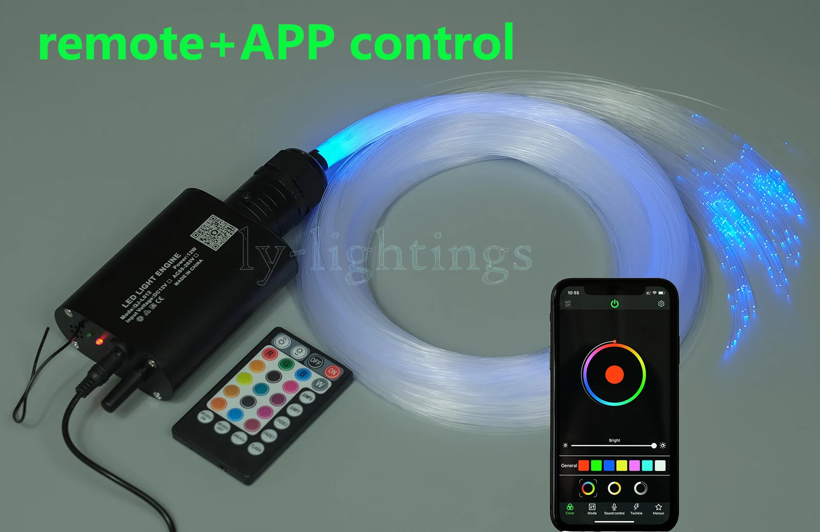 

DIY fiber optic light kit personal bedroom ceiling RGBW LED light source PMMA optical fibers RF remote+ APP Fairy tale lamp