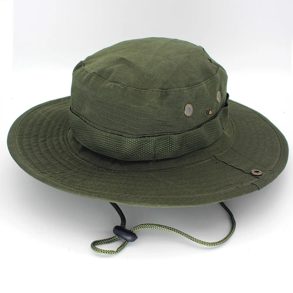 Camouflage Tactical Bucket Hat Summer Men Boonie Hat Outdoor UVProtection Wide Brim Panama Safari Hunting Hiking Fishing Sun Ca