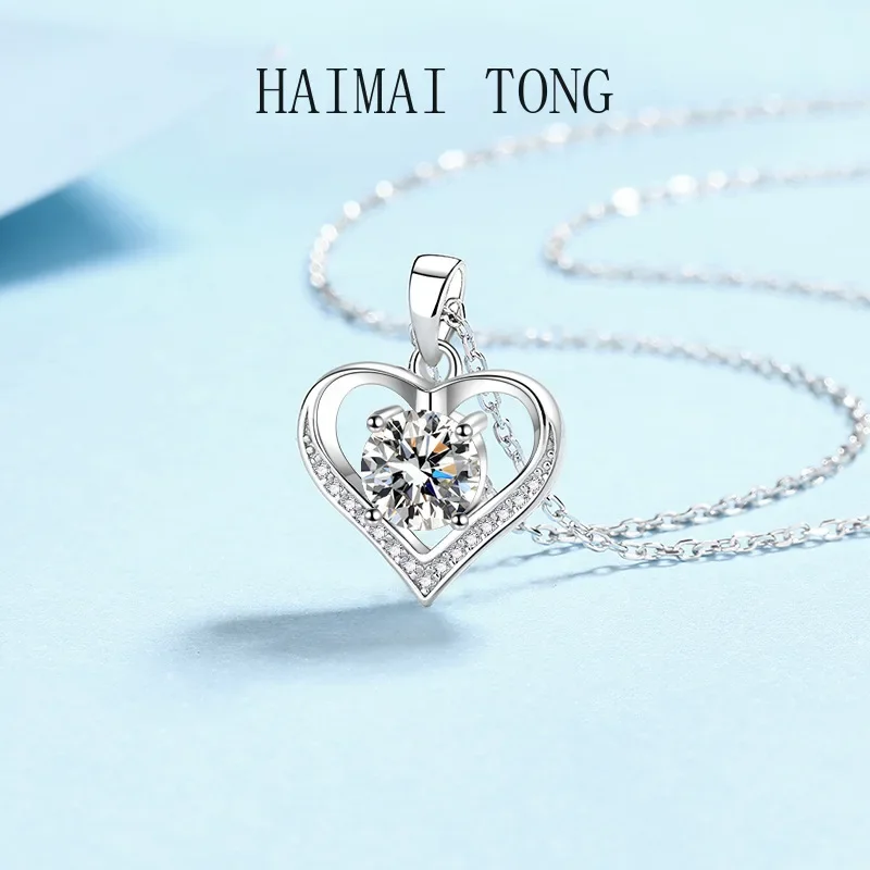 

Оригинальный роскошный платиновый кулон PT950, сертифицированный GRA, 1CT сердце, муассанит, свадебное ожерелье для женщин и девочек, подарок на день рождения