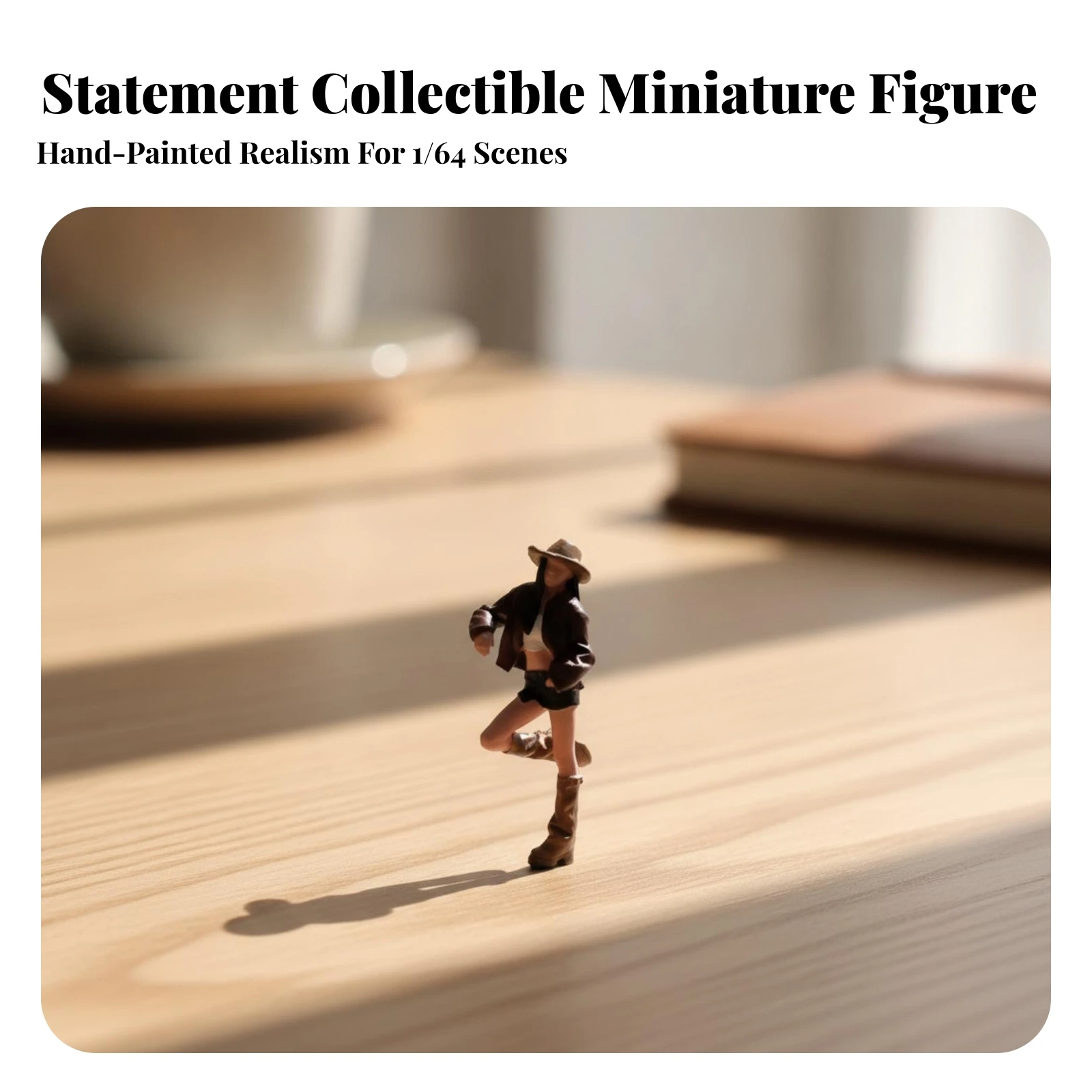 Cowgirl Miniature Static Miniature with Cowboy Hat Female Figurine Decorative Resin Figure Small for Collectors, Dioramas