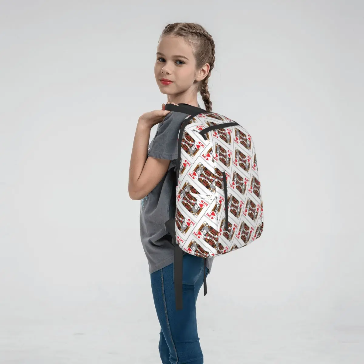 King Of Hearts Poker Playing Card Backpack Large Capacity Boys Girls BookBag School Bag Shoulder Bags for Men Women