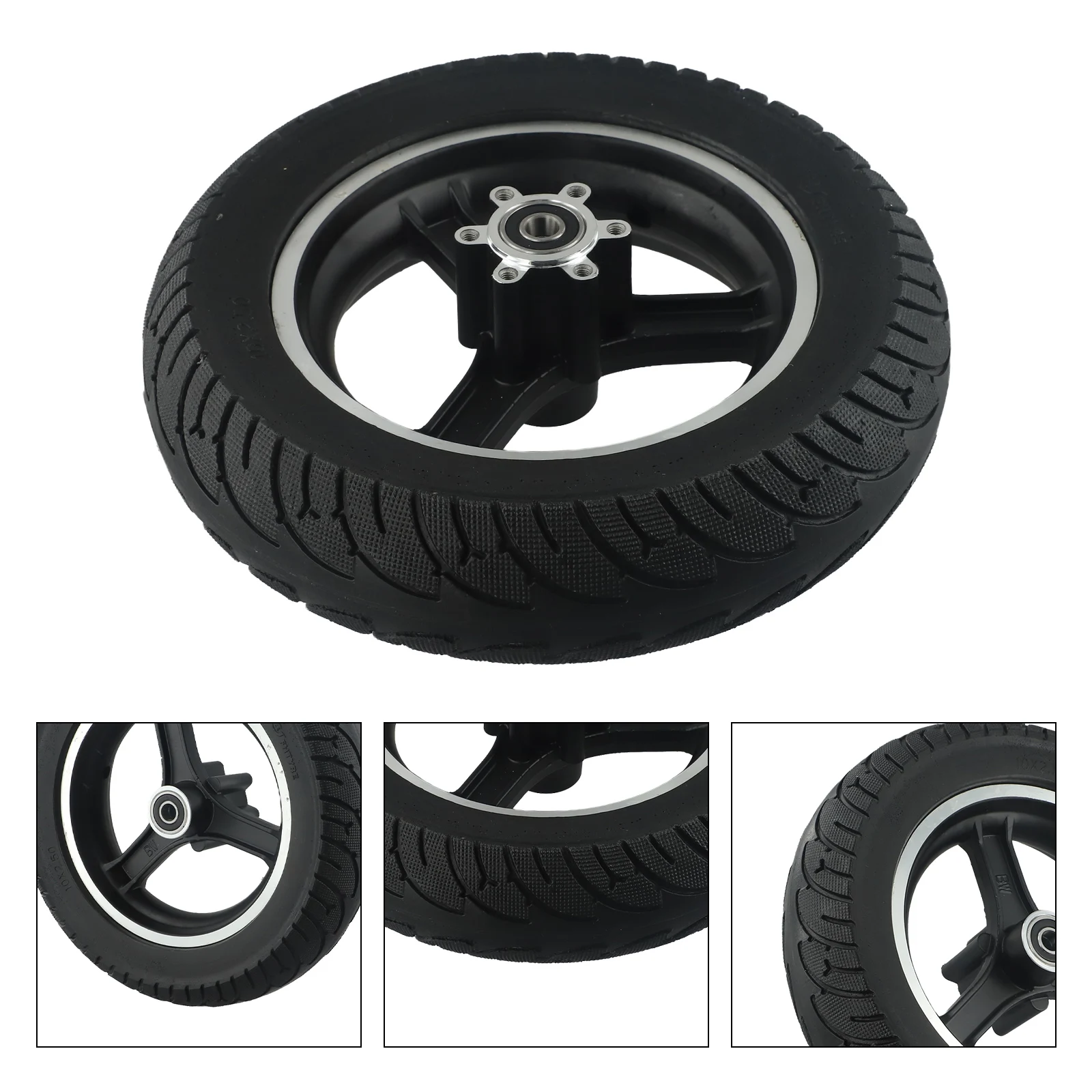 Solid Tire Electric Vehicles Equipment Exterior Replacement Spare Parts 10X2.50 Accessories Aluminum Alloy Black