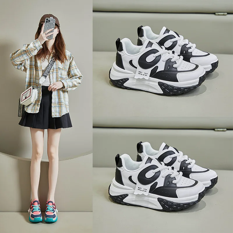 

Осенняя мода большого размера, новинка, повседневная удобная женская обувь на толстой подошве, увеличивающая рост, нишевая трендовая универсальная обувь на плоской подошве