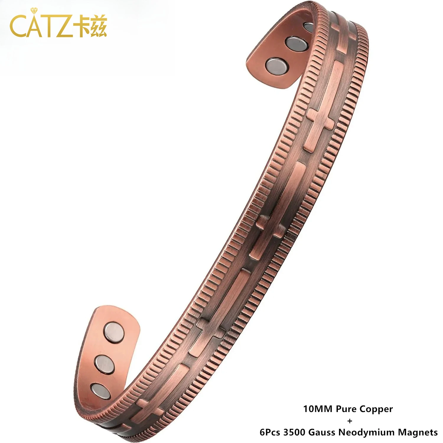 

CATZ Premium Copper Bracelet for Men and Women 99.9% Solid Copper Cross Pattern Magnetic Cuff Bangle Jewelry Gifts