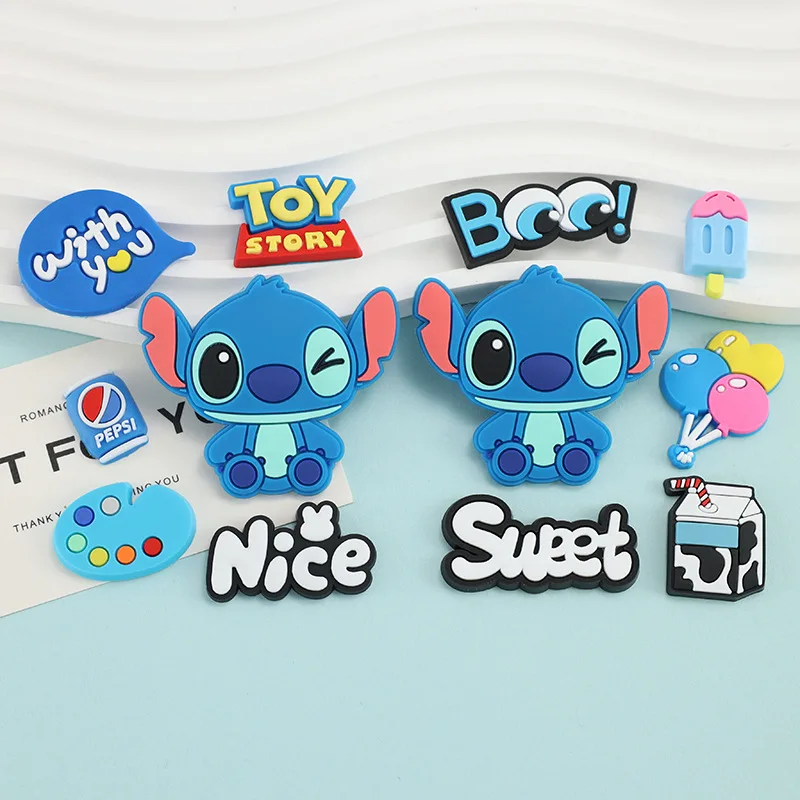 Disney Stitch PVC DIY Soft Rubber Accessories for Mobile Phone Case Refrigerator Patch Shoe Charms Water Cup Decoration Material