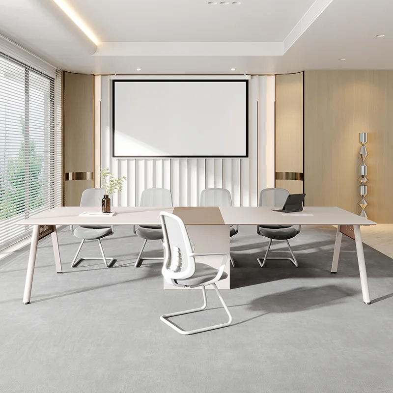 Combinación de conferencias, mesas de oficina grandes y pequeñas, modernas, simples, ligeras, de lujo, de alta gama, para discutir mesas largas de negocios