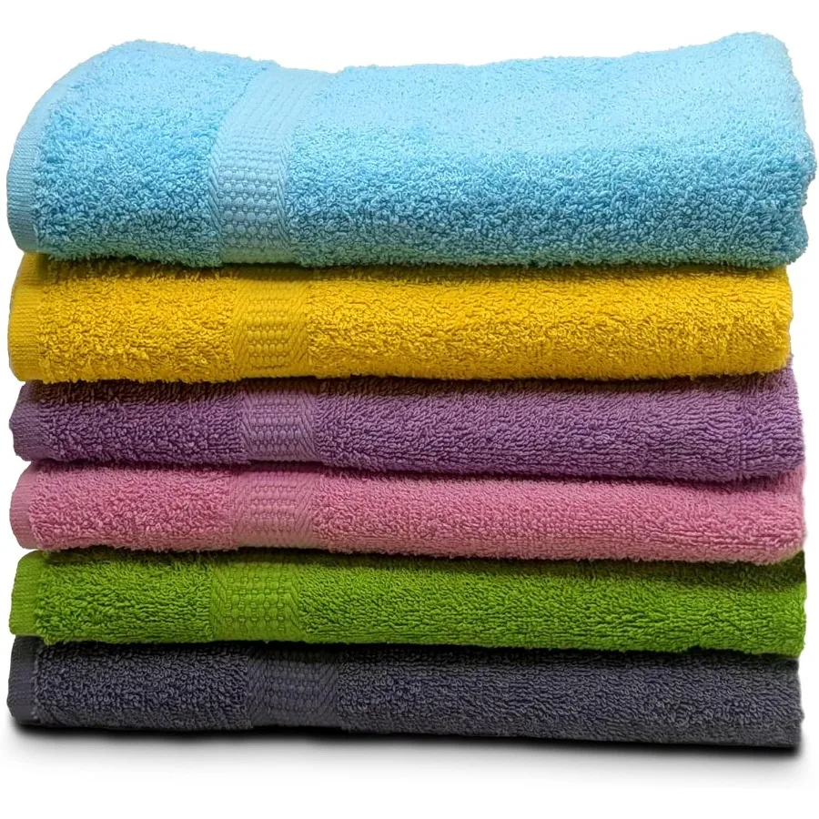 ผ้าขนหนูอาบน้ำ 6 ผืน ขนาด 30 x 60 ซม. เนื้อนุ่มพิเศษ ผลิตจากผ้าฝ้าย 100% ผ้าขนหนูอาบน้ำขนาดใหญ่ ซึมซับน้ำได้ดีเยี่ยม เหมาะสำหรับใช้ในห้องน้ำ สระว่ายน้ำ ฟิตเนส สปา และโรงแรม