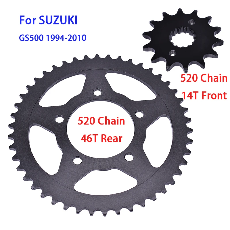 دراجة نارية 520 سلسلة 14T الجبهة 46T ضرس خلفي 14 46 الأسنان T لسوزوكي GS500 GS 500 1994-2004 2005 2006 2007 2008 2009 2010