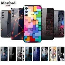 Tempered Glass Case for Samsung A35 A55 A15 Back Hard New Cover for Samsung Galaxy A 35 55 15 Geometric Cool Case Funda Coque