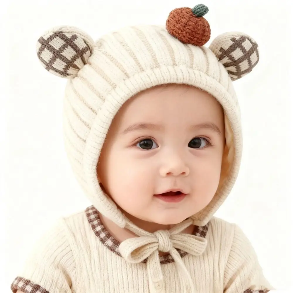 Cute Winter Baby Crochet Hat Breathable Cold-Resistant Toddler's Knitted Hat Windproof Thermal Ear Protection Hat
