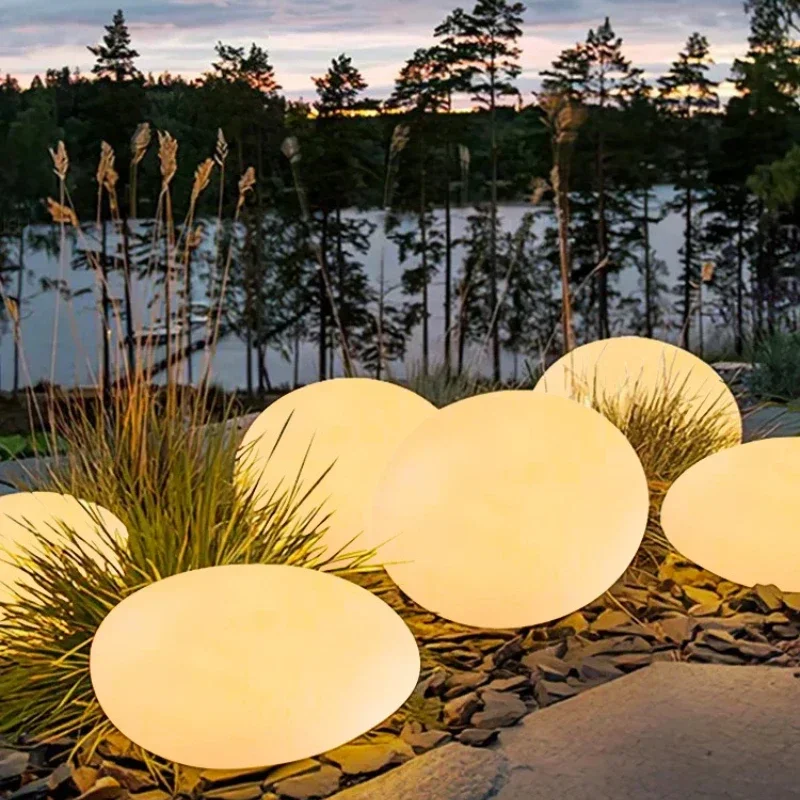 Outdoor Pebble Lighting Modern Home Decoration Courtyard Waterproof Floor Lamp Solar Lawn Lamp Bedroom Bedside Table Lights