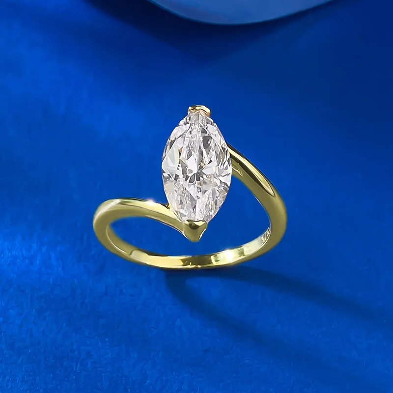 6*12mm Marquise Cut Moissanite Engagement Rings for Women 925 Sterling Silver 18K Gold Plated Wedding Band Bridal Gifts