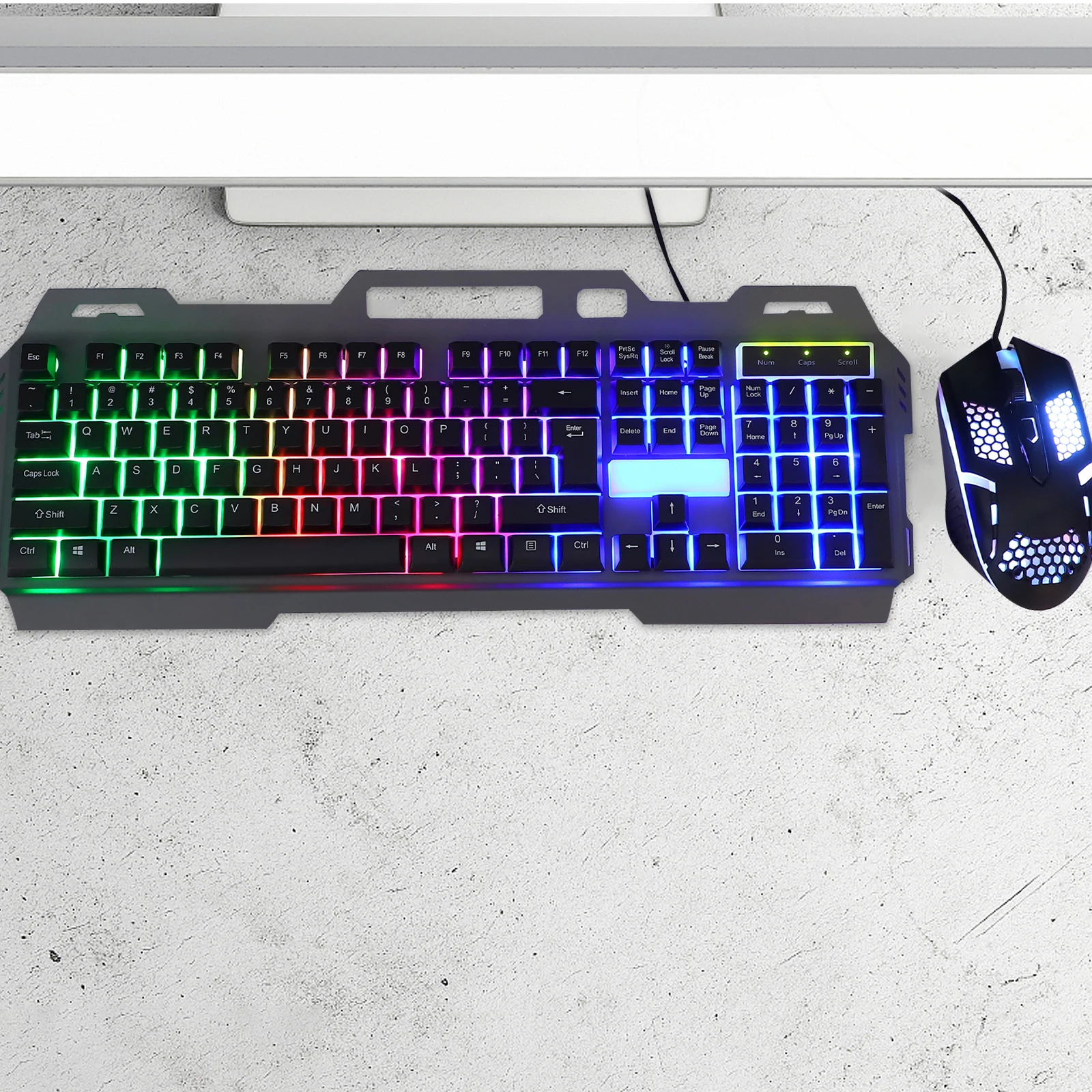 

Floating Keycap Keyboard Wired Gaming Mouse Set USB Washable Computer Keyboard 26 Keys Non Conflict 12 Multimedia Keys Colorful