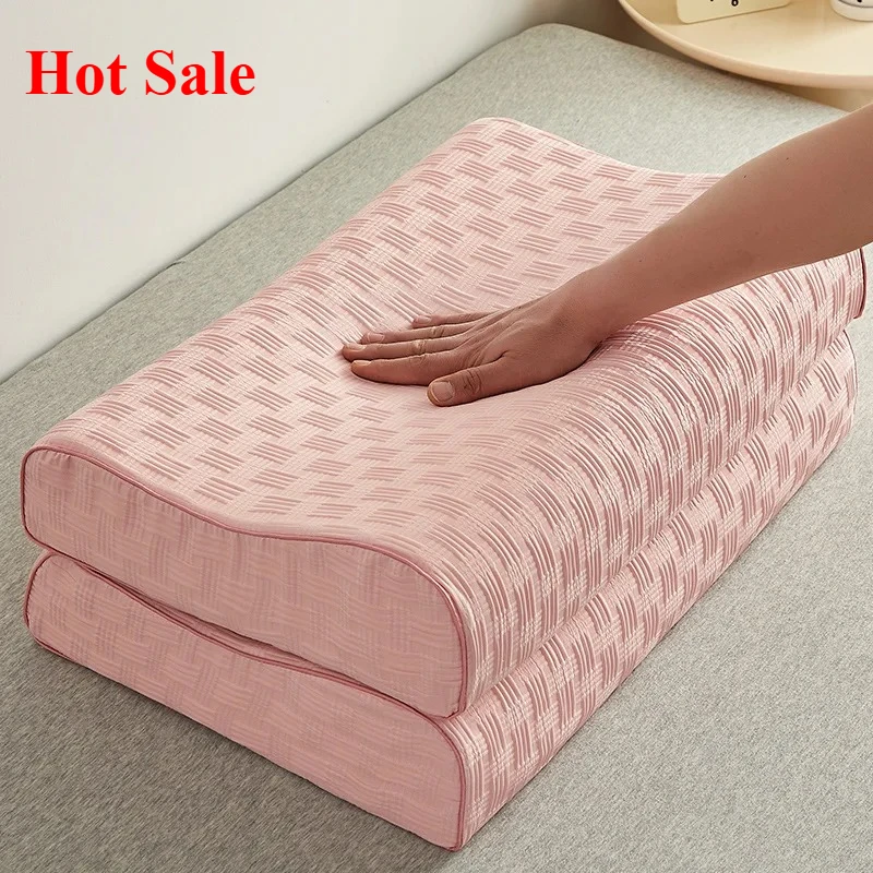 

2025 new waffle latex pillow one pack waffle cervical spine help sleep home solid color simple