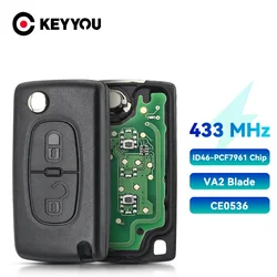 KEYYOU 433Mhz ID46 ASK/FSK 2 pulsanti chiave auto per Peugeot 207 307 407 208 308 408 607 chiave remota Partner