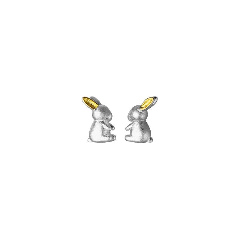 Modian 100% 925 Sterling Silver Cute Animal 3D Rabbit Stud Earrings for Women And Girl Fashion Korean Style Jewelry Brincos