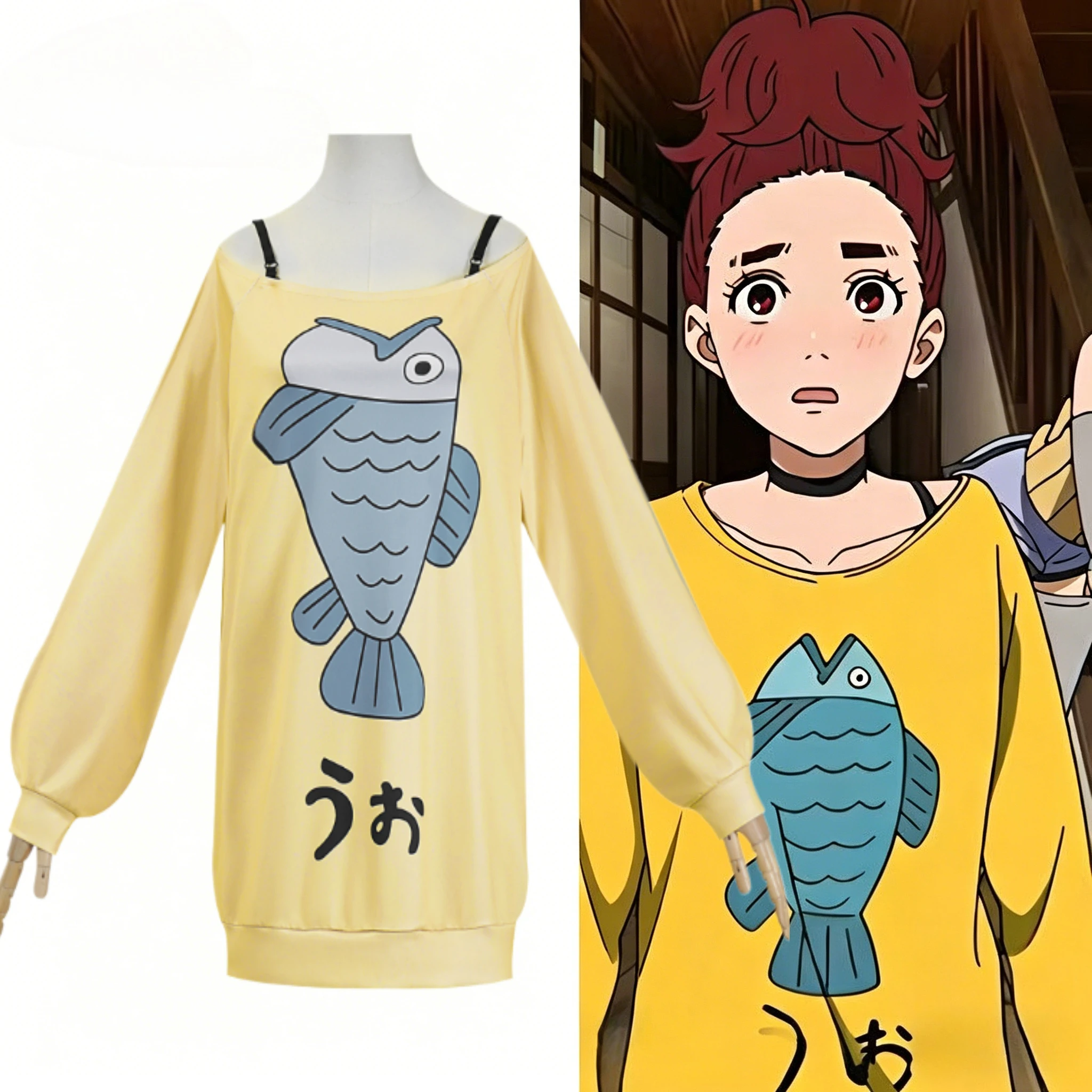 

Anime DAN DA DAN Momo Ayase Cosplay Costume Momo Yellow Sweatshirt Woman Daily Uniform Halloween Party Roleplay Outfit