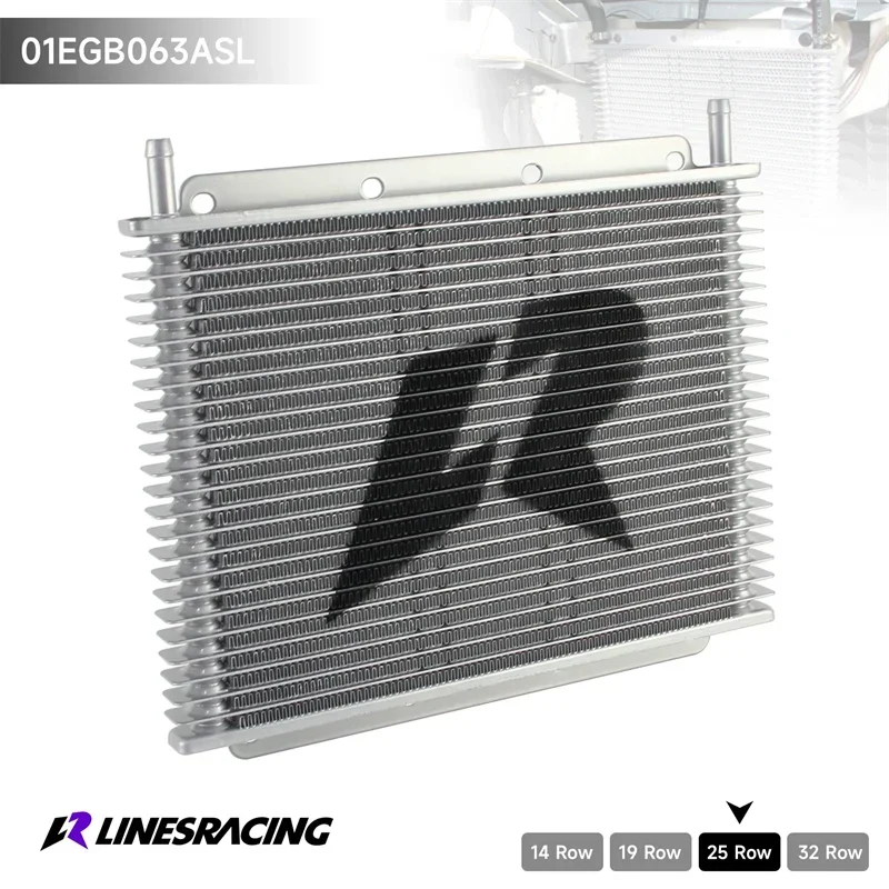 

Universal Tube & fin 25 Row Oil Cooler Transmission 11"x7.8"x0.75" (280x198x19mm) inlet/outlet 9.6mm 3/8" Barb Silver Aluminum