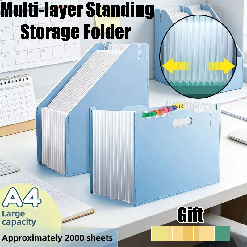

A4 Accordion File Organizer with Handle Multi-layer Expandable Document Bag, Large Capacity Desk Standable Storage Folder