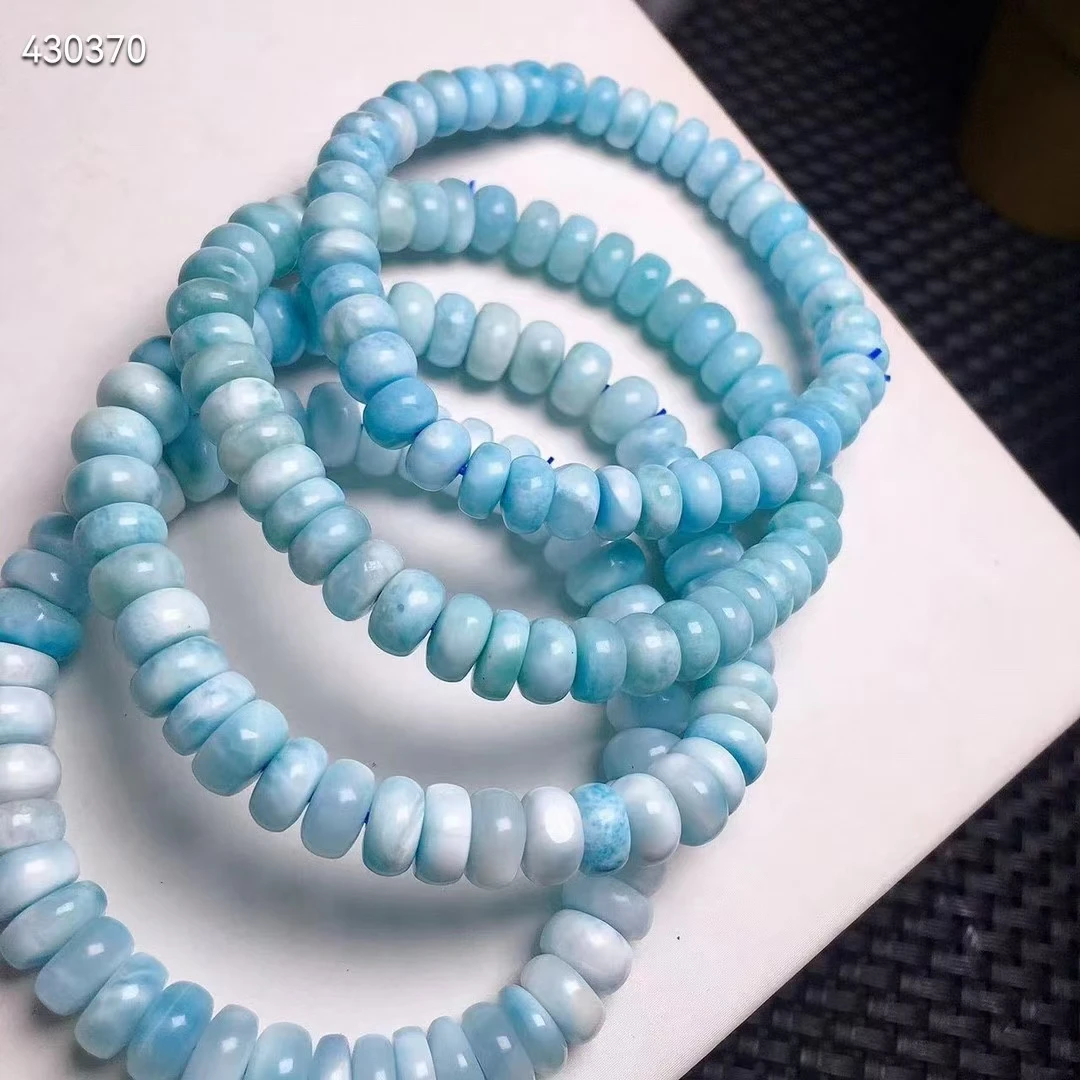 

Natural Blue Larimar Abacus Beads Bracelet 8mm Blue Larimar Bracelet Water Pattern Woman Men Fashion Jewelry AAAAAA