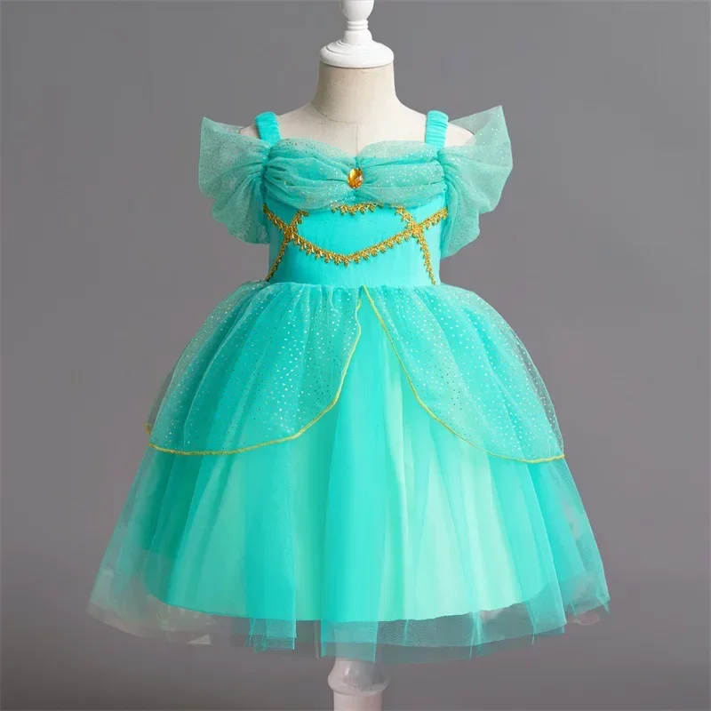 Jasmine Costume for Girl Cosplay Birthday Princess Costume 2025 Halloween Carnival Party Girls Dress Up Baby Aladdin Dress 3-8Y