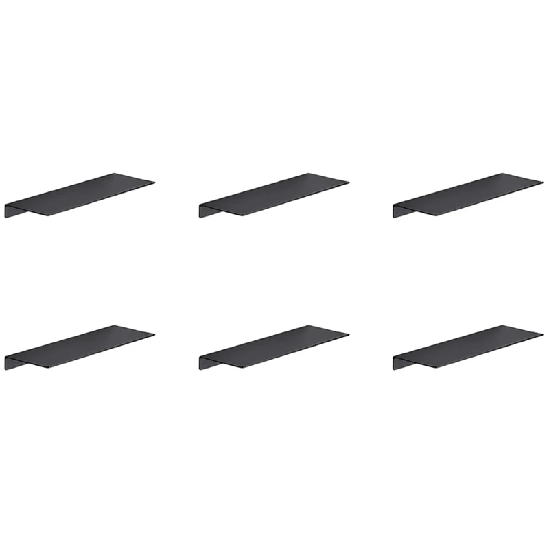 

6X Wall Shelves, Black Floating Shelves,Bathroom Racks, Wall Display Shelves,Wall Mounted Kitchen Spice Racks(30Cm)