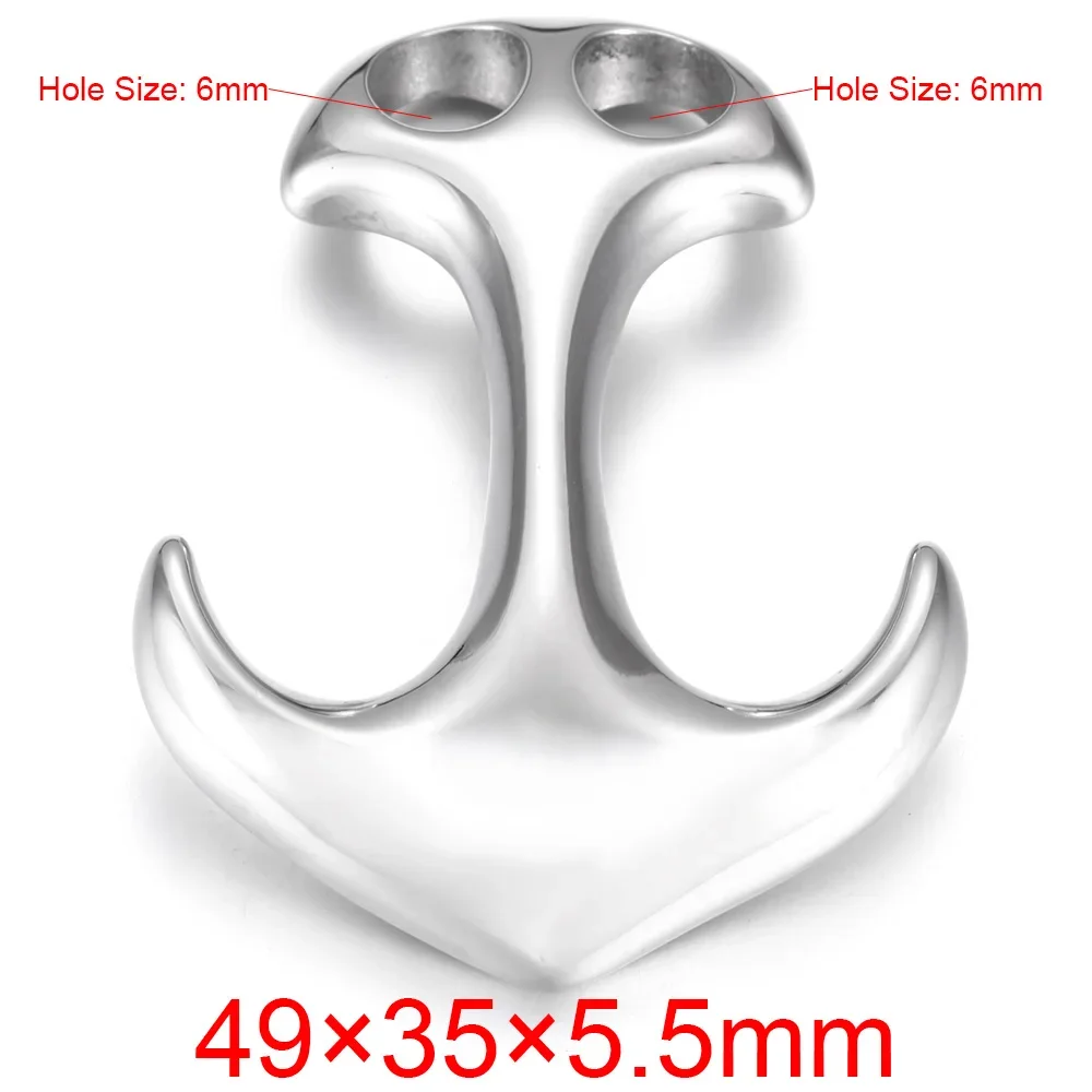 Stainless Steel Curved Large Anchor Hook Double Hole 6mm Bracelet Clasp Jewelry Making Findings DIY Supplies Metal Accessories