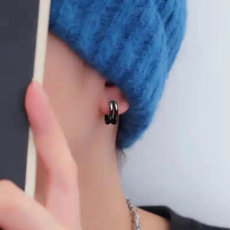 UILZ الجوف حلقة مزدوجة هوب أقراط رجالية أزياء شخصية باردة أقراط الطرف المجوهرات