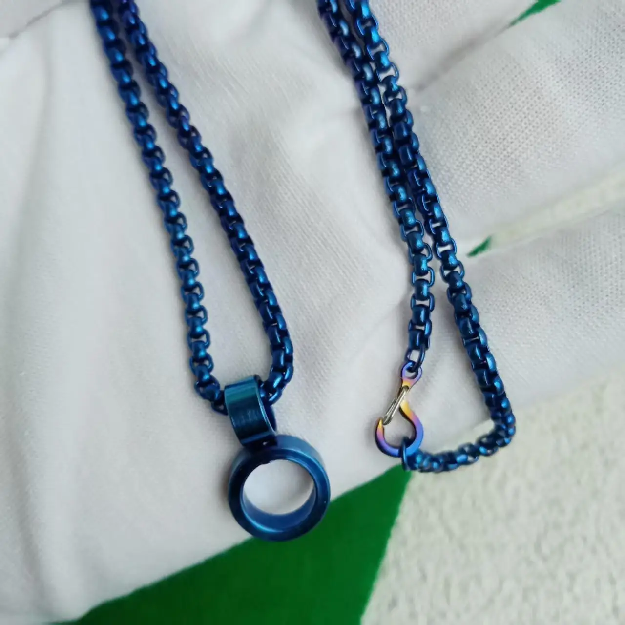 3.0mm pure titanium blue box chain, non electroplated medical grade anti sensitive neck chain, suitable for both men and women t
