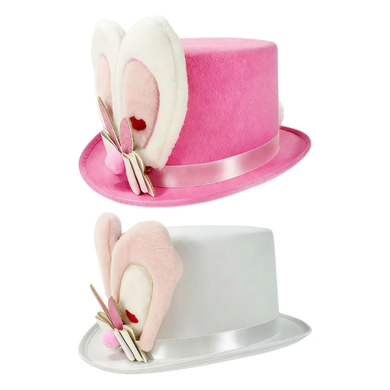 Easter Stylish Pink Easter Rabbit Magicians Top Hat Classical Stage Performances Costume Accessory