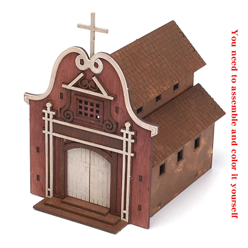 Architektonisches Modell zum Zusammenbauen, Sandtisch, Kirche, Kathedrale, Kapelle, europäisches Gebäude, Diorama, maßstabsgetreuer Modellbausatz 1/72 – Detail 2