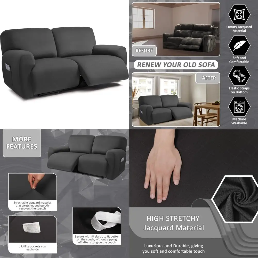 

Очень широкий 2-местный диван с откидной спинкой 75–00, чехол LoveSeat с откидной спинкой из 6 предметов, жаккардовый дизайн, R-размер