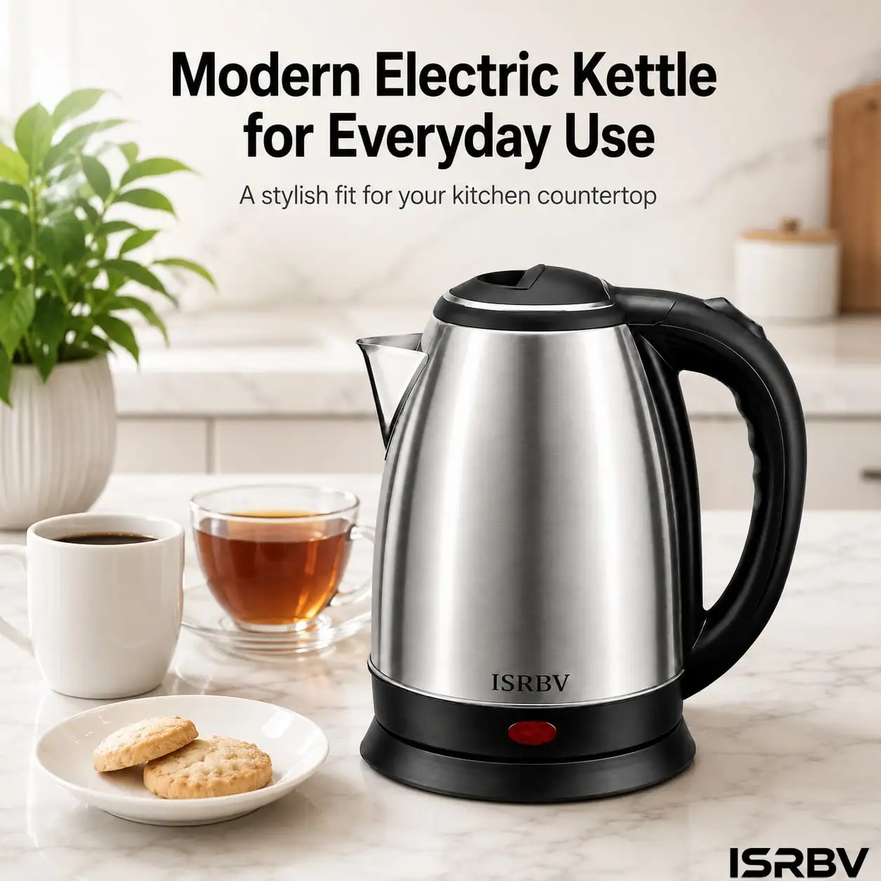 1pc Electric Kettle, 304 Stainless Steel Large Capacity Electric Kettle, Automatic Power-Off, Anti-Scalding Coiled Boiling Kettle, Household Stainless Steel Electric Kettle, Suitable For Home, Rooms, Hotels