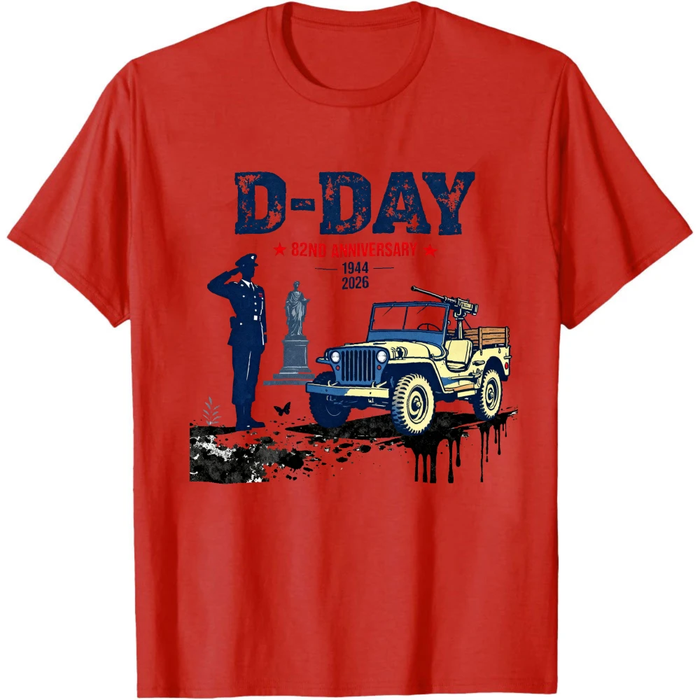 D-Day The Normandy Landings The Battle of Omaha Beach 82nd Anniversary Commemoration T Shirt Men Clothes Summer Short-sleeved view 5