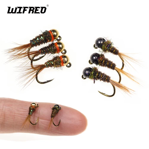 WIFREO 8 Uds Beadhead Jighead ninfas mosca insecto gusano hundimiento rápido trucha pesca moscas insecto Artificial señuelo de pesca para arco iris