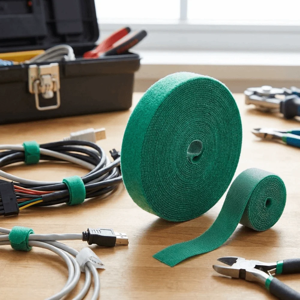 10M/Roll Fastening Tape Cable Ties Reusable Free Cut Double Side Hook and Loop Tape Self-Adhesive Durable