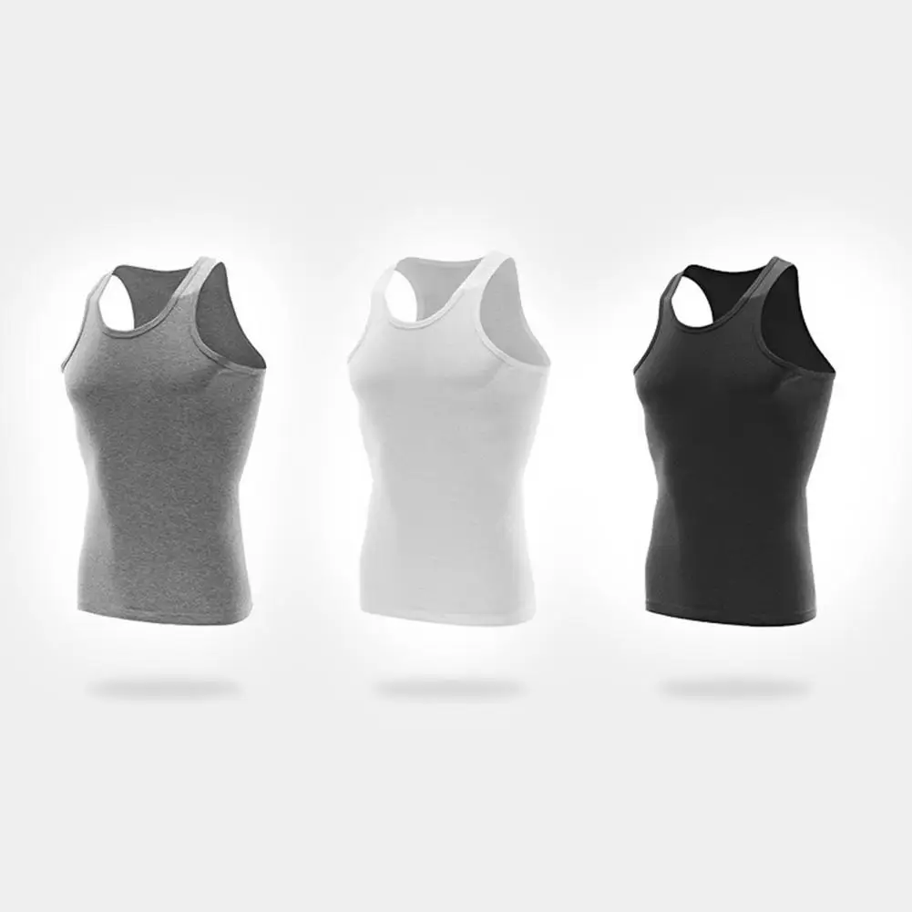 Athletic Cotton Inner Layer Vest Men's Summer Workout Tank Top with U Neck Off Shoulder Design for Slim Fit Sweat-absorption